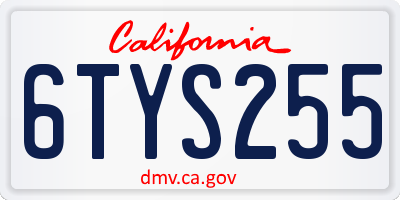 CA license plate 6TYS255