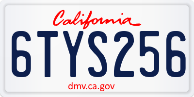 CA license plate 6TYS256