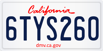 CA license plate 6TYS260