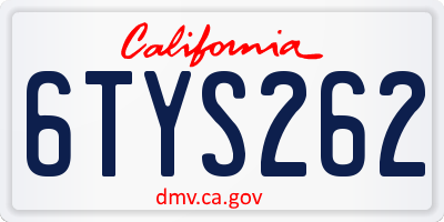 CA license plate 6TYS262