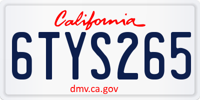 CA license plate 6TYS265