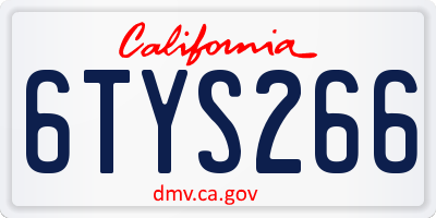 CA license plate 6TYS266
