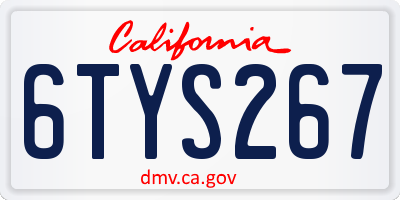 CA license plate 6TYS267