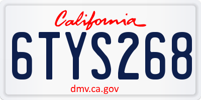 CA license plate 6TYS268