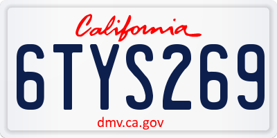 CA license plate 6TYS269