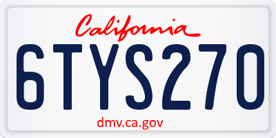 CA license plate 6TYS270