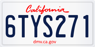 CA license plate 6TYS271