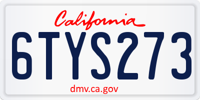 CA license plate 6TYS273