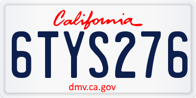 CA license plate 6TYS276