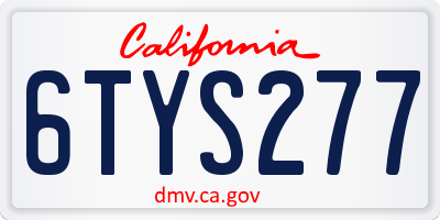 CA license plate 6TYS277