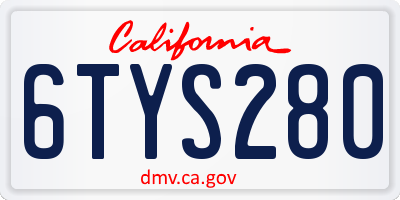 CA license plate 6TYS280