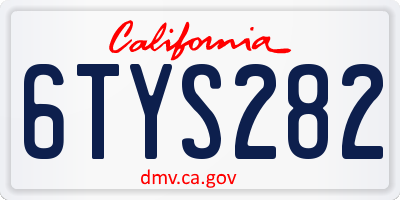 CA license plate 6TYS282
