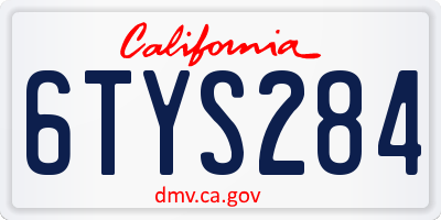 CA license plate 6TYS284