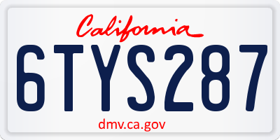 CA license plate 6TYS287