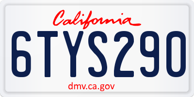 CA license plate 6TYS290