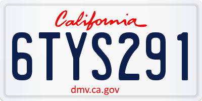 CA license plate 6TYS291