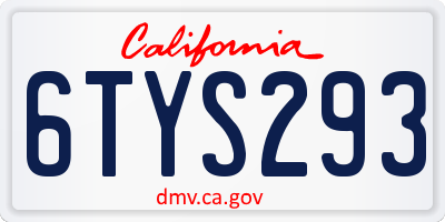 CA license plate 6TYS293