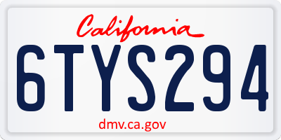 CA license plate 6TYS294
