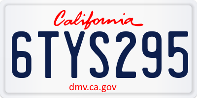 CA license plate 6TYS295