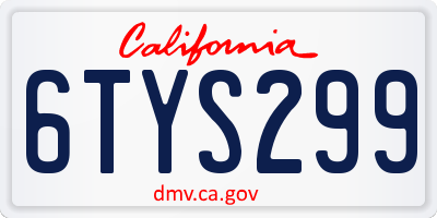 CA license plate 6TYS299