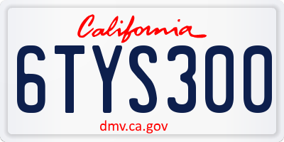 CA license plate 6TYS300