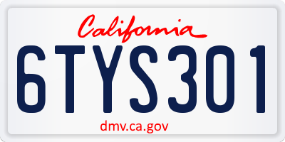 CA license plate 6TYS301