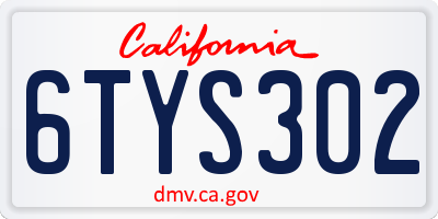 CA license plate 6TYS302