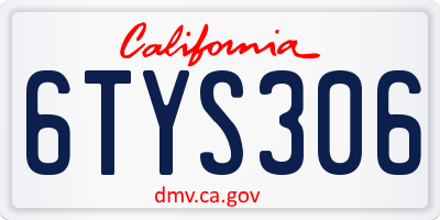 CA license plate 6TYS306