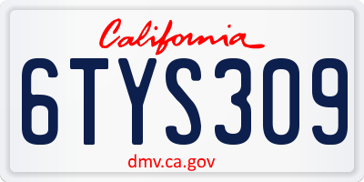 CA license plate 6TYS309