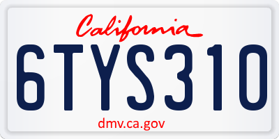 CA license plate 6TYS310