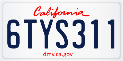 CA license plate 6TYS311