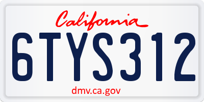 CA license plate 6TYS312