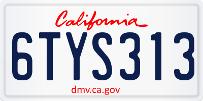 CA license plate 6TYS313
