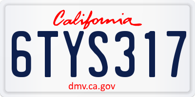 CA license plate 6TYS317