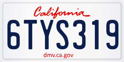 CA license plate 6TYS319