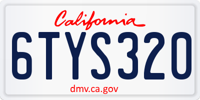CA license plate 6TYS320