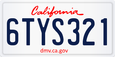 CA license plate 6TYS321