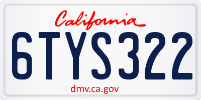 CA license plate 6TYS322