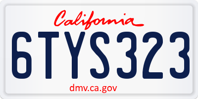 CA license plate 6TYS323
