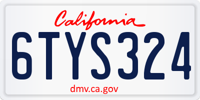 CA license plate 6TYS324
