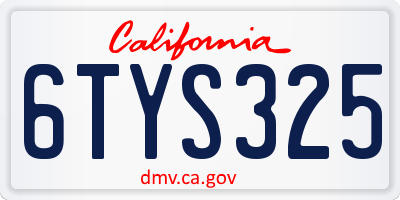 CA license plate 6TYS325