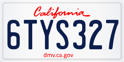 CA license plate 6TYS327
