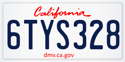 CA license plate 6TYS328