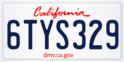CA license plate 6TYS329