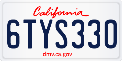 CA license plate 6TYS330