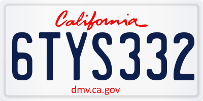 CA license plate 6TYS332