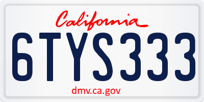 CA license plate 6TYS333