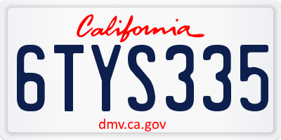 CA license plate 6TYS335
