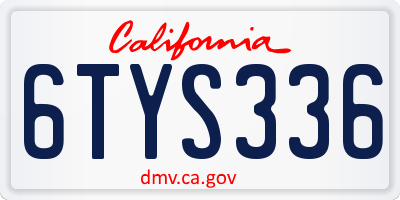 CA license plate 6TYS336
