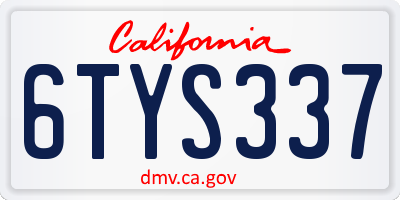 CA license plate 6TYS337